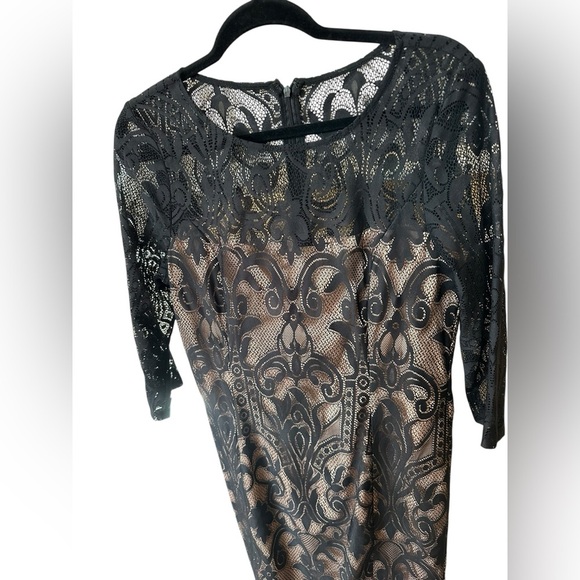 Adrianna Papell Elegant Black and Tan Lace Dress size 12 - Picture 5 of 10